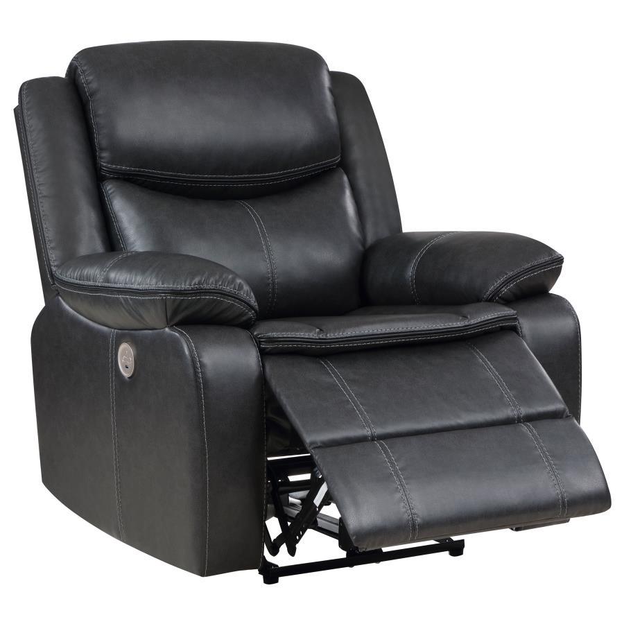 Sycamore Dark Gray Upholstered Power Recliner Chair