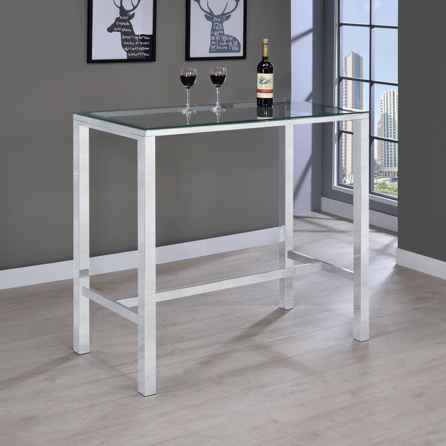 Tolbert Rectangular Glass Top Pub Bar Table