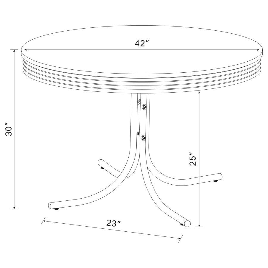 Dining Table with Chrome Rim and Curved Metal Legs