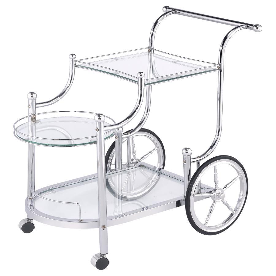 Sarandon - 3-Tier Glass Shelf Metal Bar Cart