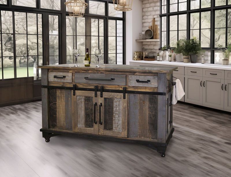 Loft - Wood 3 Drawer 6 Door Island Kitchen