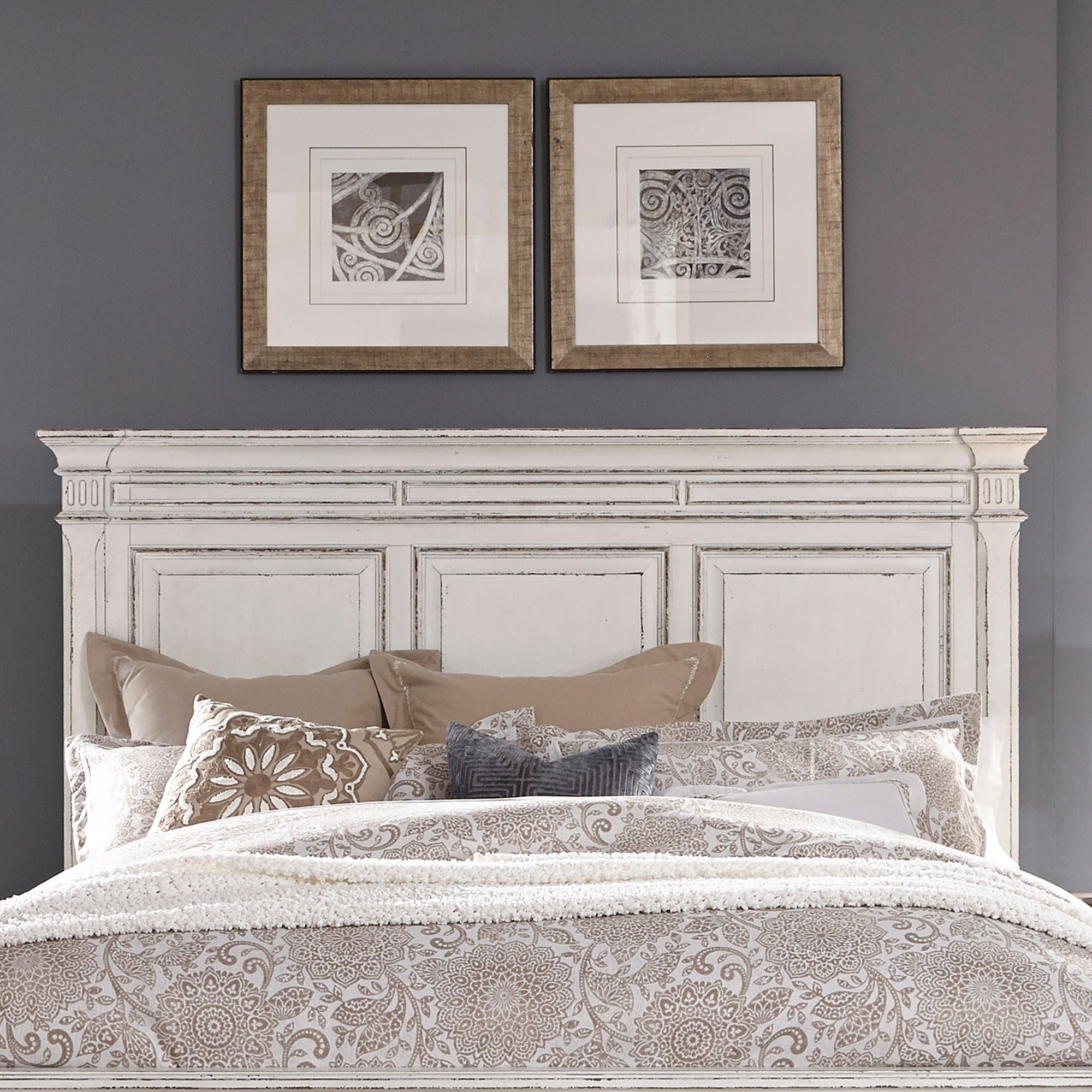 Abbey Park Panel Headboard in Antique White