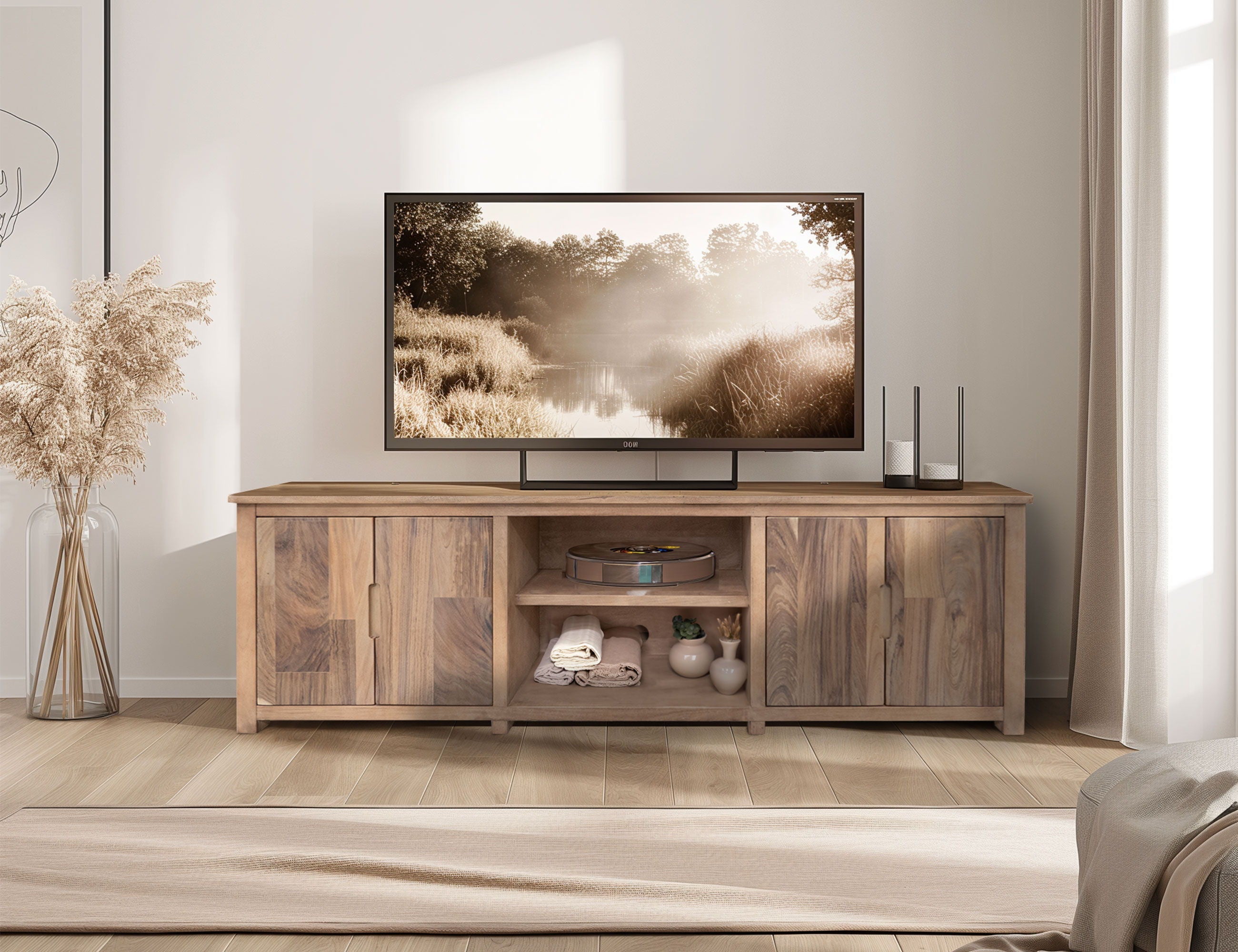 Natural Parota TV Stand – 4-Door