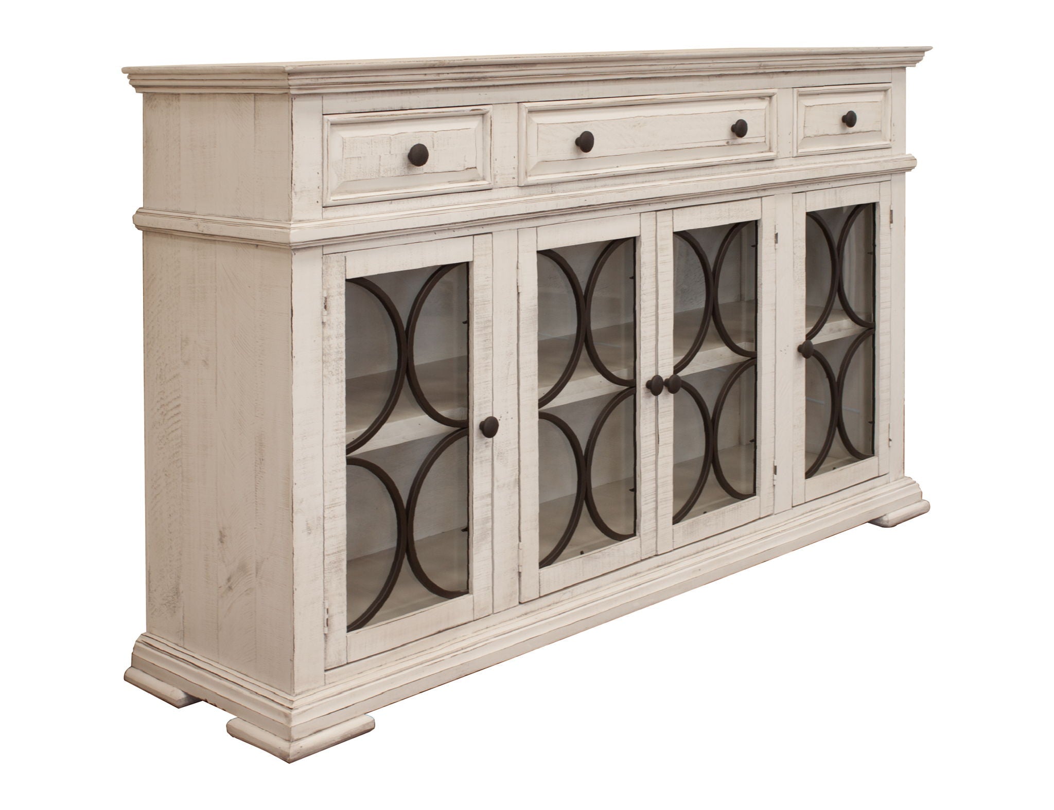 Bonanza - 4 Glass Doors & 3 Drawers Console