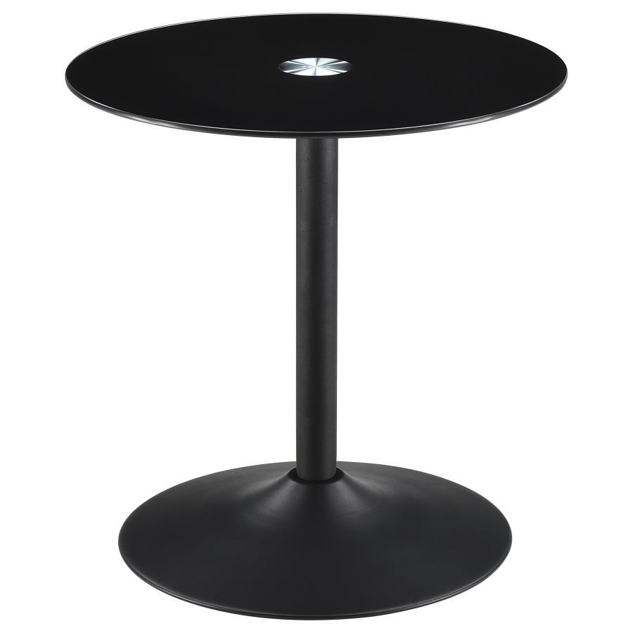 Round Metal End Table with Tempered Glass Top
