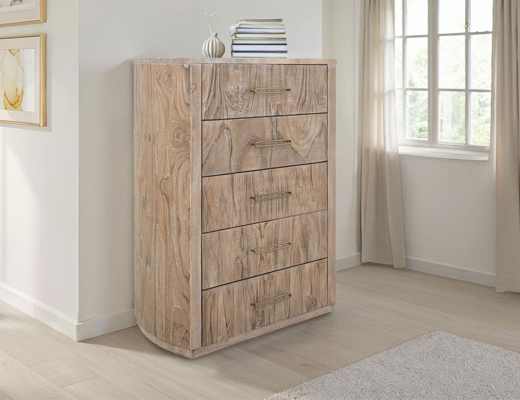 Balam 5-Drawer Chest in Ivory White