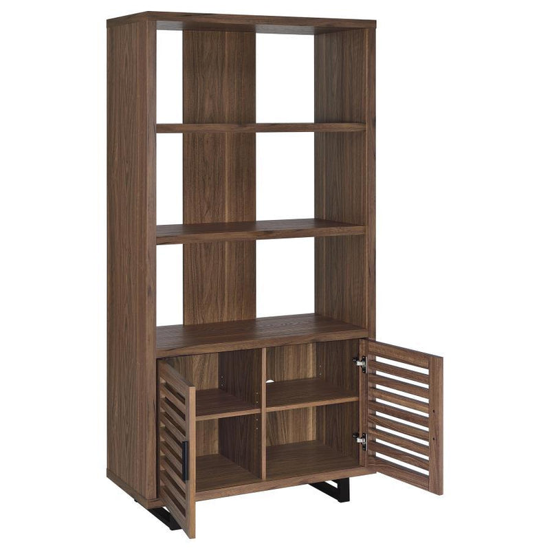 Maddox 3-Shelf Cabinet Bookcase in Walnut