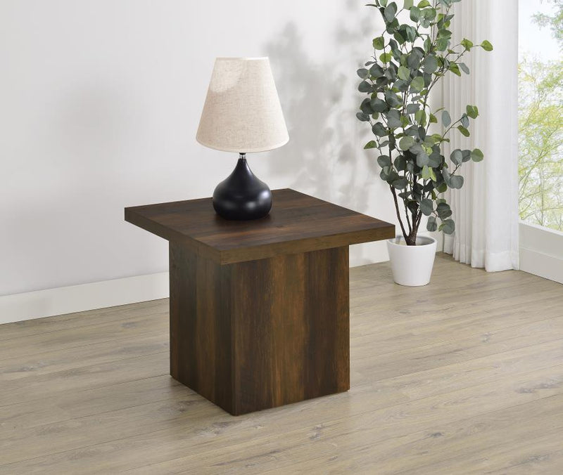 Rustic Mango Wood Square Table with Sturdy Block Base