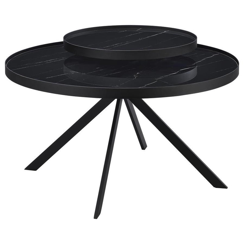 Briggs Round Marble Printed Glass Top Coffee Table