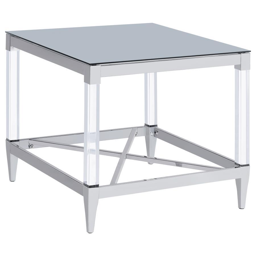 Lindley Square Tempered Mirror Acrylic Side End Table
