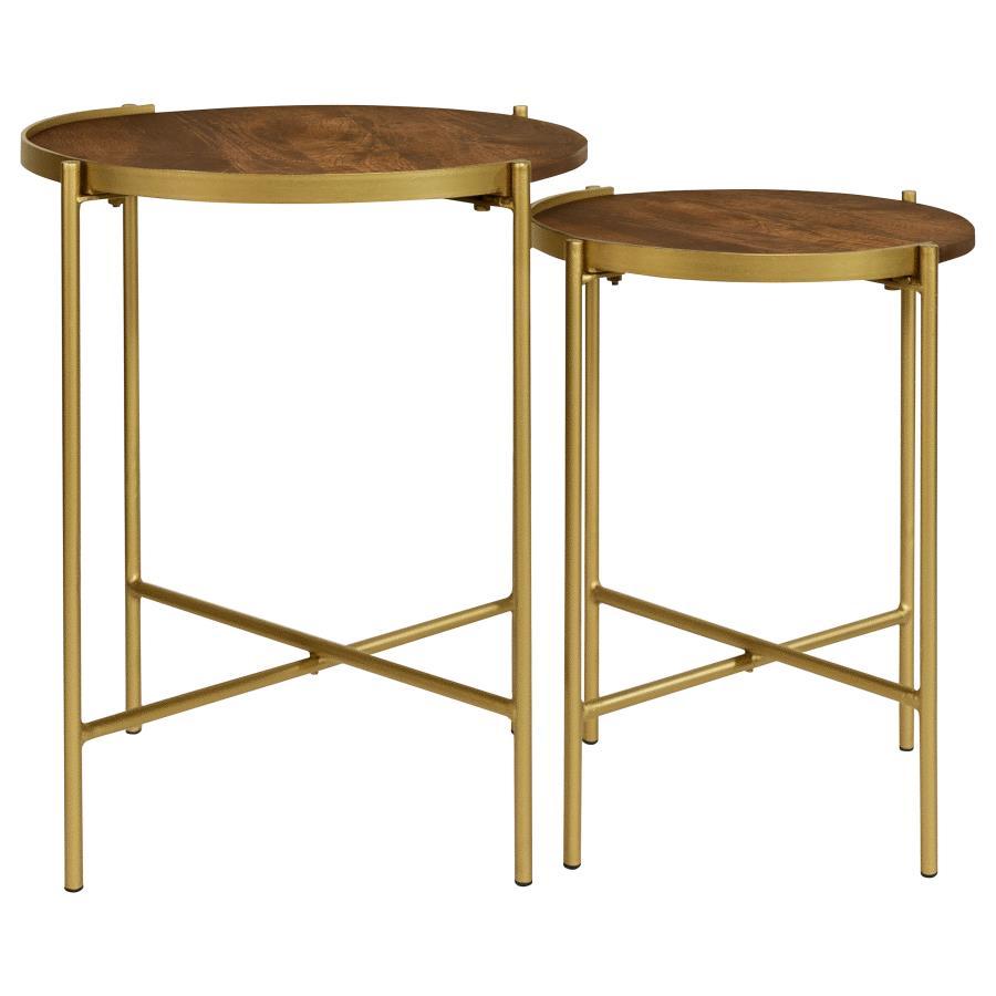 Malka 2 Piece Round Wood Nesting Tables with Dark