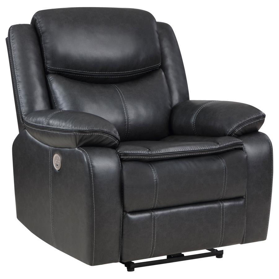 Sycamore Dark Gray Upholstered Power Recliner Chair