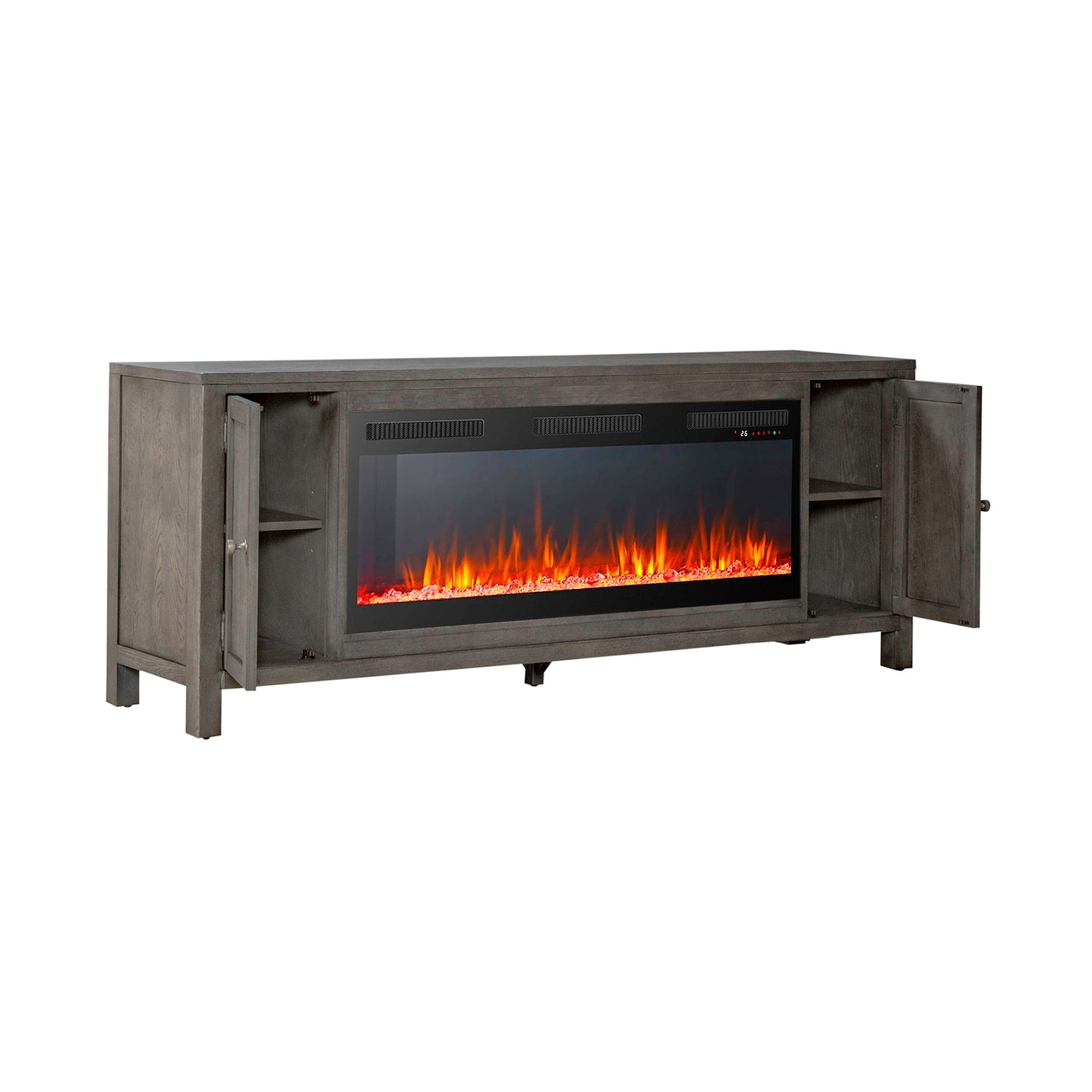 Fireplace TV Consoles - 406 78" Console With Fire FTS - Brown