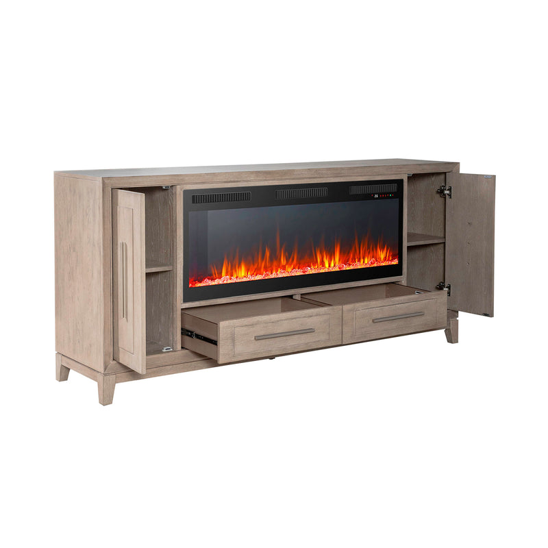 Fireplace TV Consoles - 80" Console With Fire FTS - Light Brown